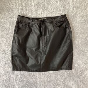Wakee Denim Waxed Feel Faux Leather Black Mini Skirt Sz Aus 10 or US 6